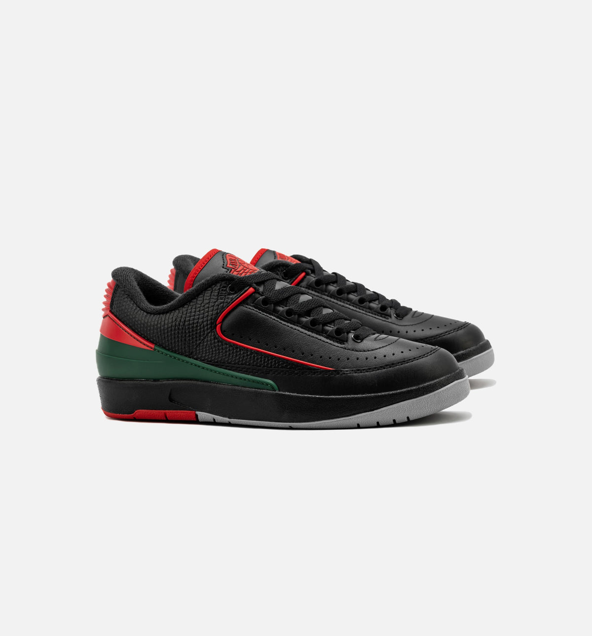 Air Jordan 2 Retro Low Christmas Kids' Shoes - Black/Fire Red/Grey