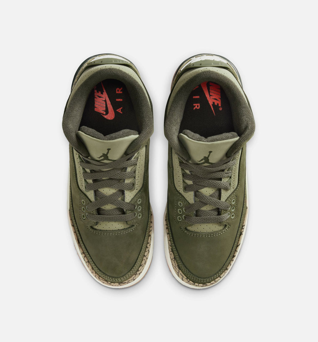 Air Jordan 3 Retro Medium Olive Kids' Shoes - Olive Green/Sail
