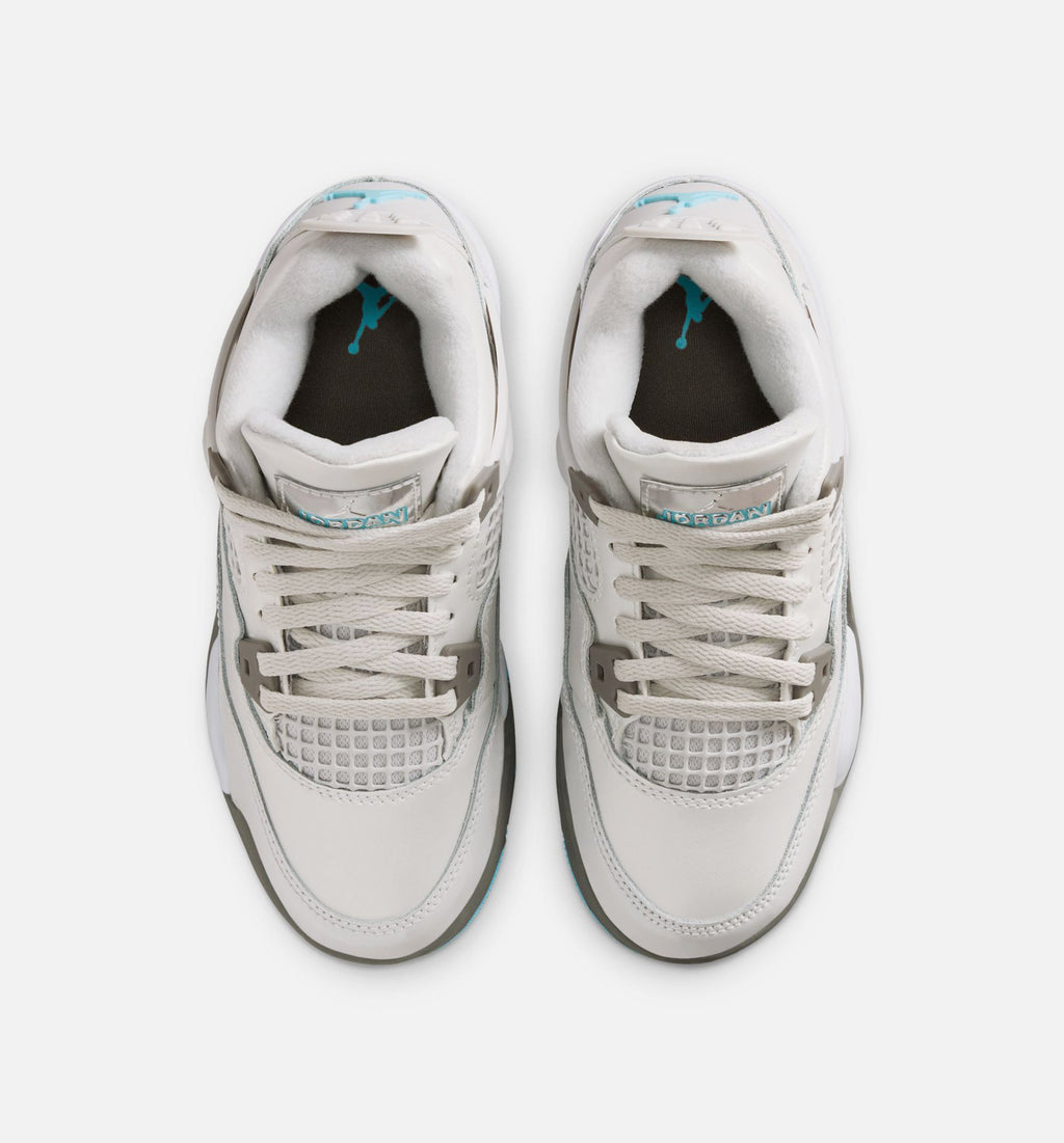 Air Jordan 4 Retro Blue Chill Preschool Shoes - Grey/Ice Blue