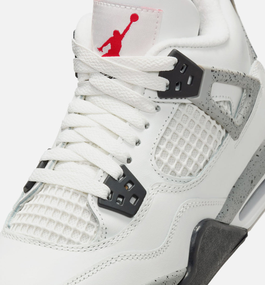 Air Jordan 4 Retro White Cement Kids' Shoes - White/Grey/Red