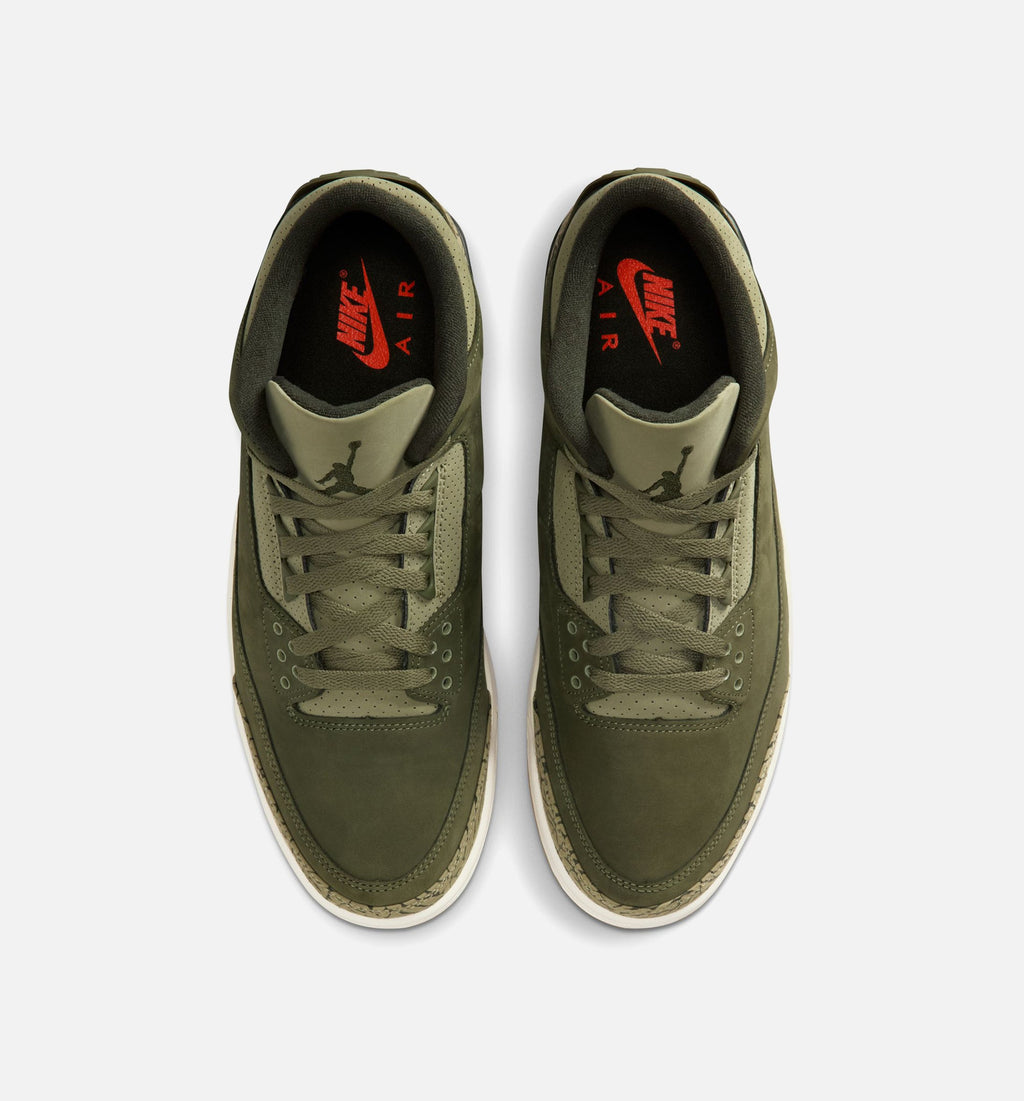 Air Jordan 3 Retro Medium Olive Men's Shoes - Olive Green/Sail/Crimson