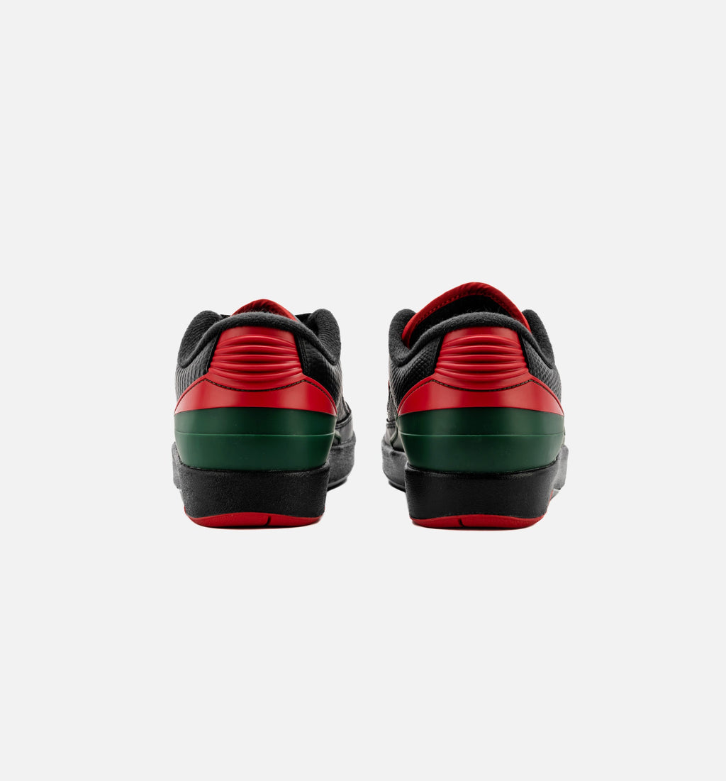 Air Jordan 2 Retro Low Christmas Kids' Shoes - Black/Fire Red/Grey